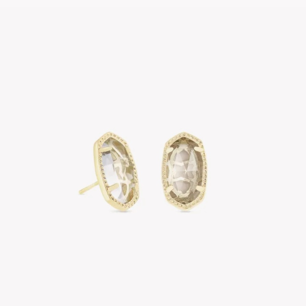 Ellie Gold Stud Earrings in Clear Crystal
